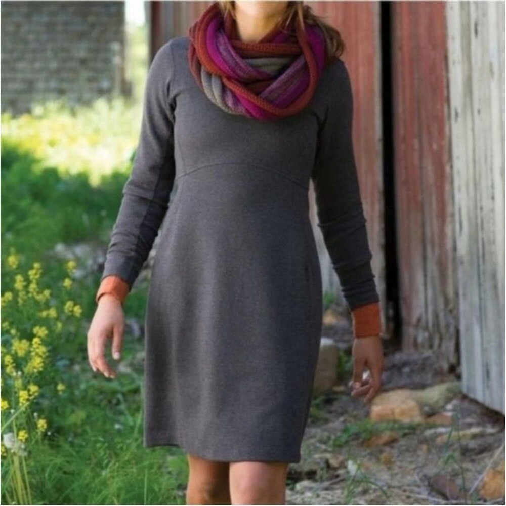 Duluth Trading Co Women's Wearwithall Ponte Knit Long‎ Sleeve Dress Gray Size XL